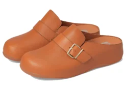 FitFlop Shuv Buckle-Strap Leather Clogs